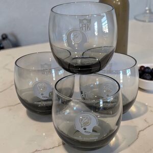 4 NFL Miami Dolphins Whiskey Low Ball Tumbler Glasses 9 oz Vintage 1970s Smoke